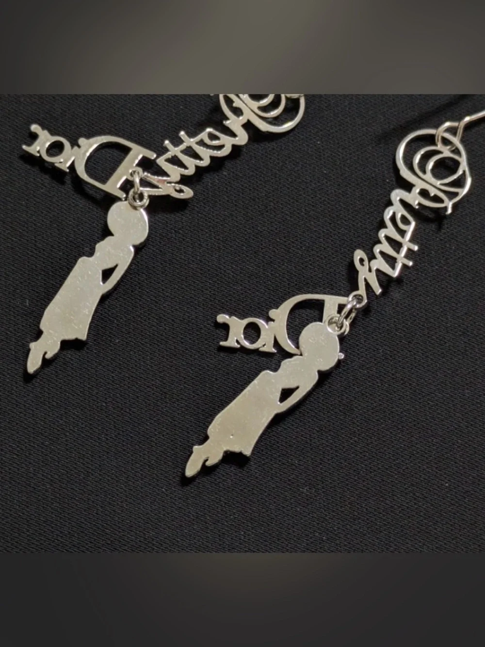 Rare Miss Dior Silver Logo Earrings - Picture 3 of 3